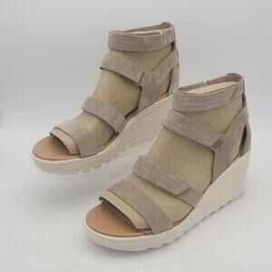 NEW Sorel Women's 11  CAMERON MultiStrap Wedge Sandal Omega Taupe Sea Salt